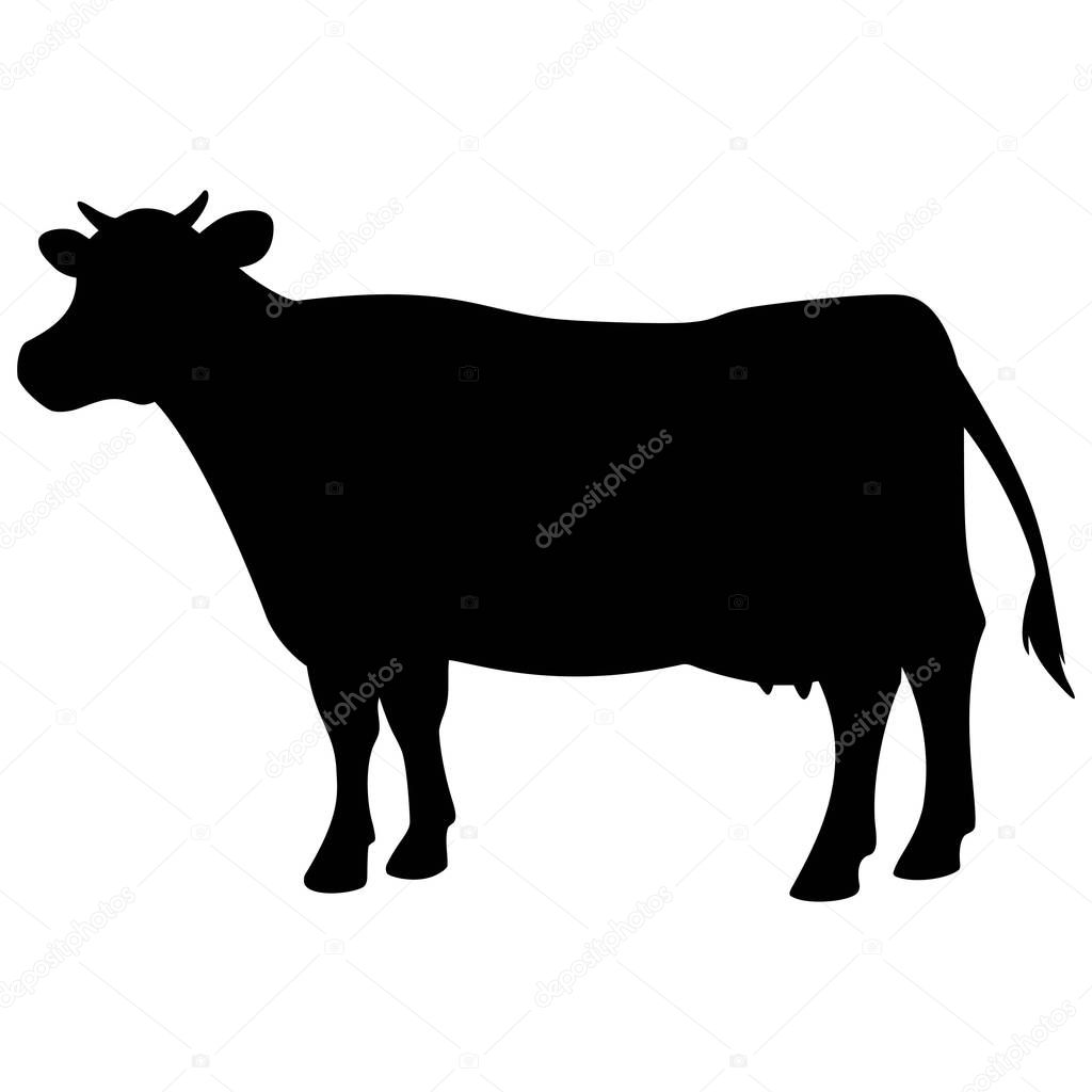 Cow Icon - A cartoon illustration of a Cow Silhouette.