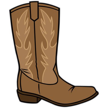 Cowboy Boot - Bir Cowboy Boot bir karikatür illüstrasyon.