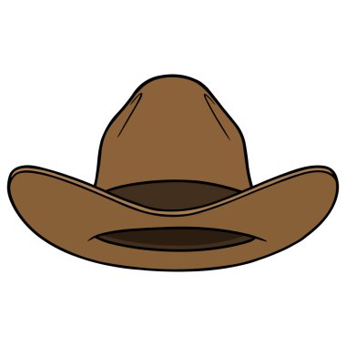 Cowboy Hat Front - Kovboy Şapkası bir karikatür illüstrasyon.