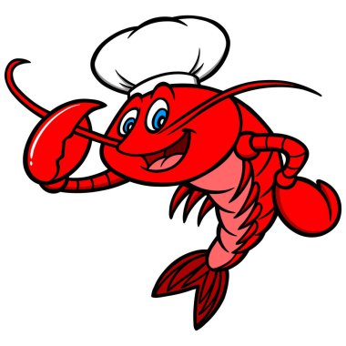 Crawfish Chef Maskot - Bir Crawfish Chef Maskot bir karikatür illüstrasyon.