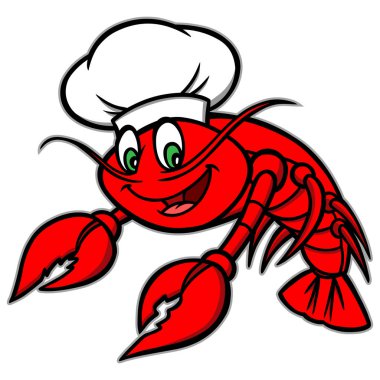 Crawfish Chef - Bir Crawfish Chef bir karikatür illüstrasyon.