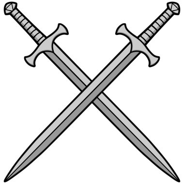 Crossed Swords İllüstrasyon - Crossed Swords bir karikatür illüstrasyon.