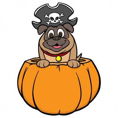 Bir Kabak Köpek - Bir Kabak Bir Köpek bir karikatür illüstrasyon.