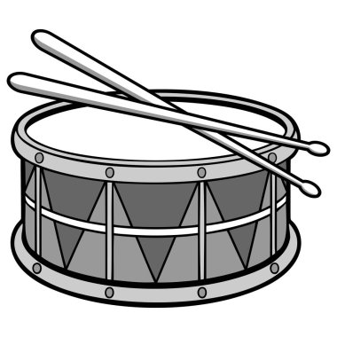 Drum İllüstrasyon - baget ile drum bir karikatür illüstrasyon.
