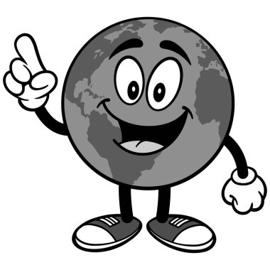 Earth Maskot İşaret İllüstrasyon - Bir Dünya Maskotu bir karikatür illüstrasyon.