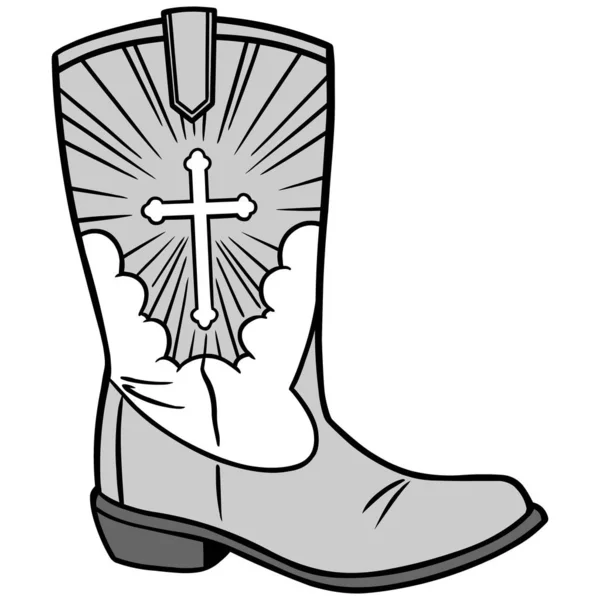 Cowboy Church Ikon Illustration Tecknad Illustration Cowboy Kyrka Ikon Koncept — Stock vektor