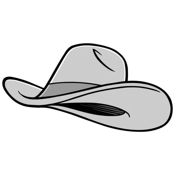 Cowboy Hat Illustration Une Illustration Dessin Animé Chapeau Cow Boy — Image vectorielle