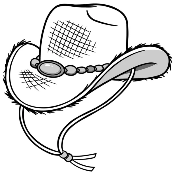Cowboy Straw Hat Llüstrasyon Cowboy Straw Hat Bir Karikatür Illüstrasyon — Stok Vektör