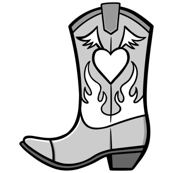 Cowgirl Boot Illustration Eine Zeichentrickillustration Eines Cowgirl Boots — Stockvektor