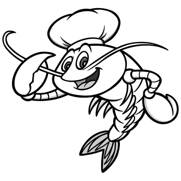 Crawfish Chef Mascot Cartoon Illustration Crawfish Chef — Stock Vector