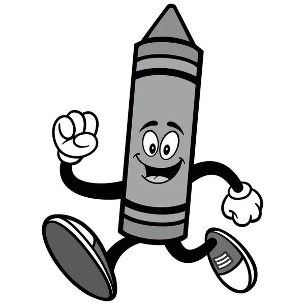 Crayon Running Illustration Cartone Animato Illustrazione Una Mascotte Pastello — Vettoriale Stock