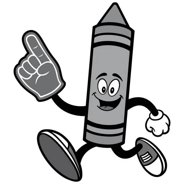 Crayon Running Foam Hand Illustration Cartone Animato Illustrazione Una Mascotte — Vettoriale Stock