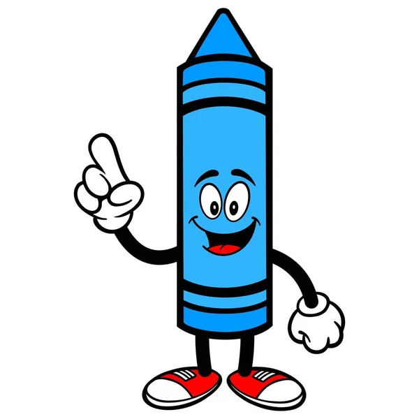Crayon Pointing Una Ilustración Dibujos Animados Una Mascota Crayón — Vector de stock