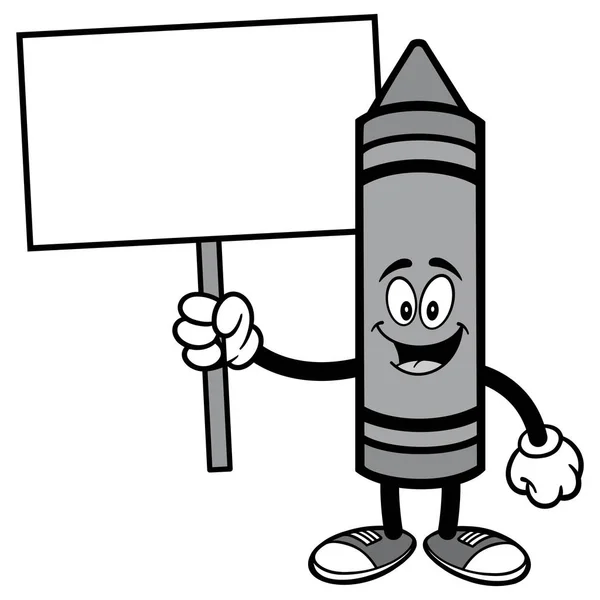 Crayon Sign Illustration Uma Ilustração Desenho Animado Uma Mascote Lápis — Vetor de Stock