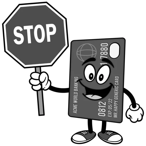Tarjeta Crédito Con Una Ilustración Stop Sign Una Ilustración Dibujos — Vector de stock