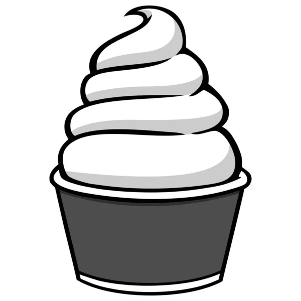 Cup Ice Cream Illustration Карикатурная Иллюстрация Чашки Мороженого — стоковый вектор