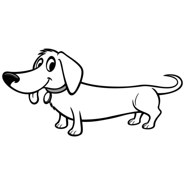 Dachshund Cartoon Illustration Uma Ilustração Desenho Animado Dachshund —  Vetores de Stock