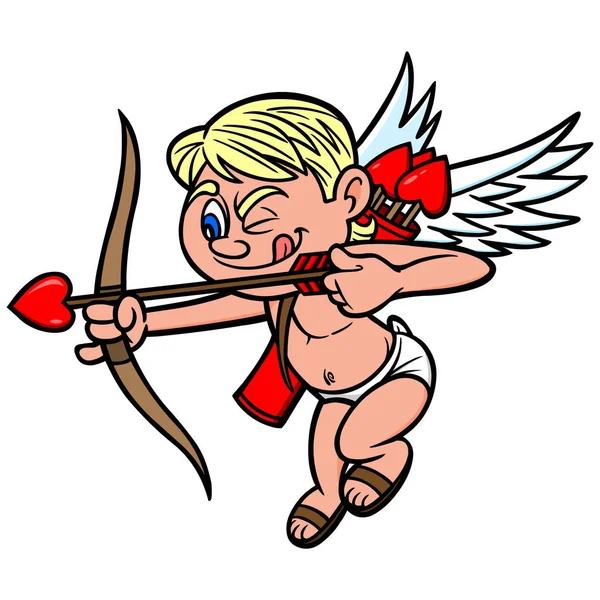 Cupid Bir Sevgililer Günü Cupid Bir Karikatür Illüstrasyon — Stok Vektör