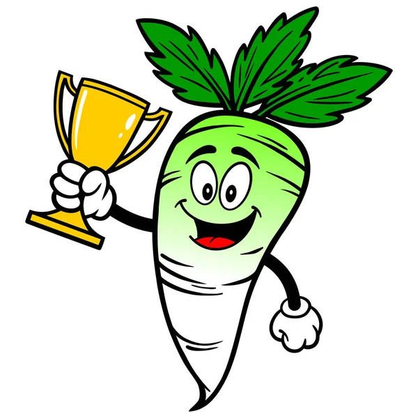 Daikon Trophy Rajzfilm Illusztrációja Egy Daikon Kabalából — Stock Vector