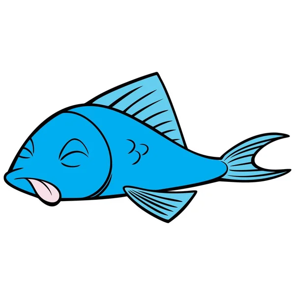 Dead Fish Cartone Animato Illustrazione Pesce Morto — Vettoriale Stock