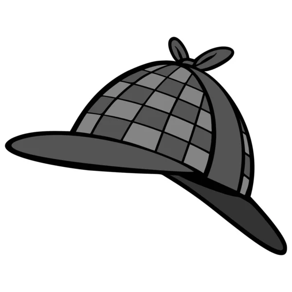 Detective Hat Illustration Tecknad Illustration Detektiv Hatt — Stock vektor