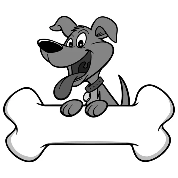 Собака Кістковою Ілюстрацією Мультяшна Ілюстрація Собаки Кісткою — стоковий вектор