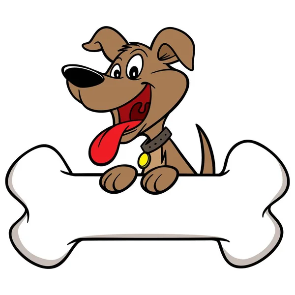Perro Con Hueso Una Ilustración Dibujos Animados Perro Con Hueso — Vector de stock