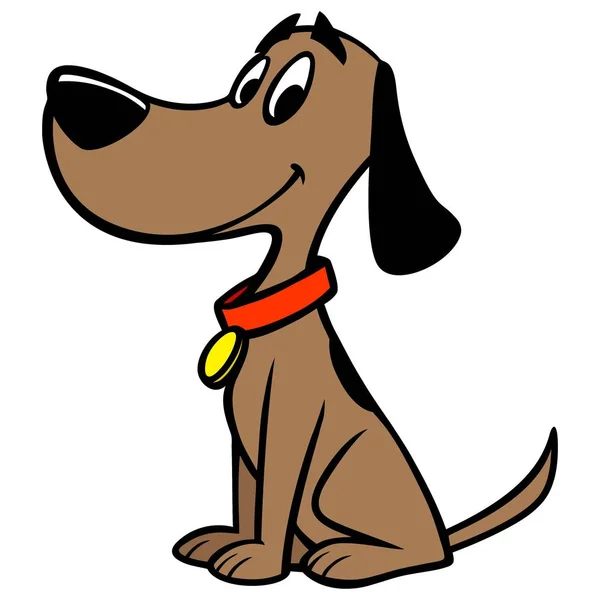 Perro Con Collar Una Ilustración Dibujos Animados Perro Con Collar — Vector de stock