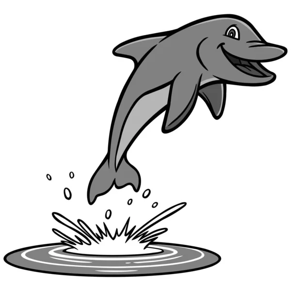 Ilustración Delfines Una Ilustración Dibujos Animados Delfín — Vector de stock