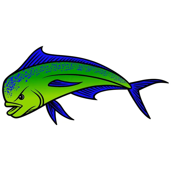 Dolphin Fish Tecknad Illustration Delfin Fisk — Stock vektor