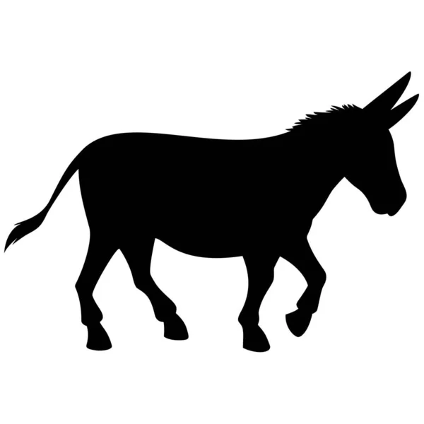 Donkey Walking Silhouette Cartoon Illustration Donkey Silhouette — Stock Vector
