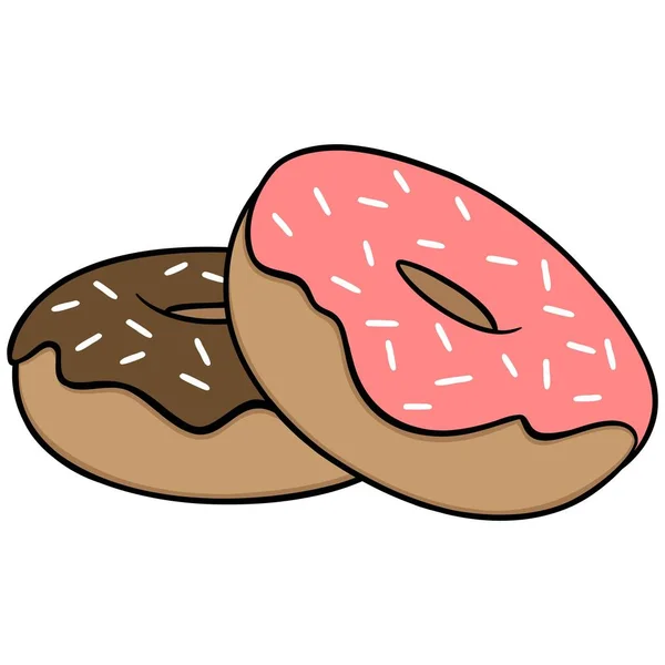 Donuts Uma Ilustração Dos Desenhos Animados Alguns Donuts — Vetor de Stock