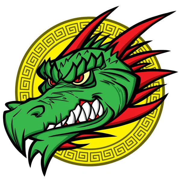 Dragon Mascot Tecknad Illustration Drake Maskot — Stock vektor
