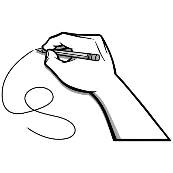 Ritning Hand Illustration Tecknad Illustration Hand Med Penna Klottra Linje — Stock vektor