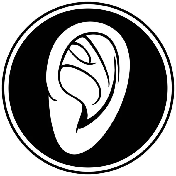 Ear Insignia Kreslená Ilustrace Ikony Ucha — Stockový vektor