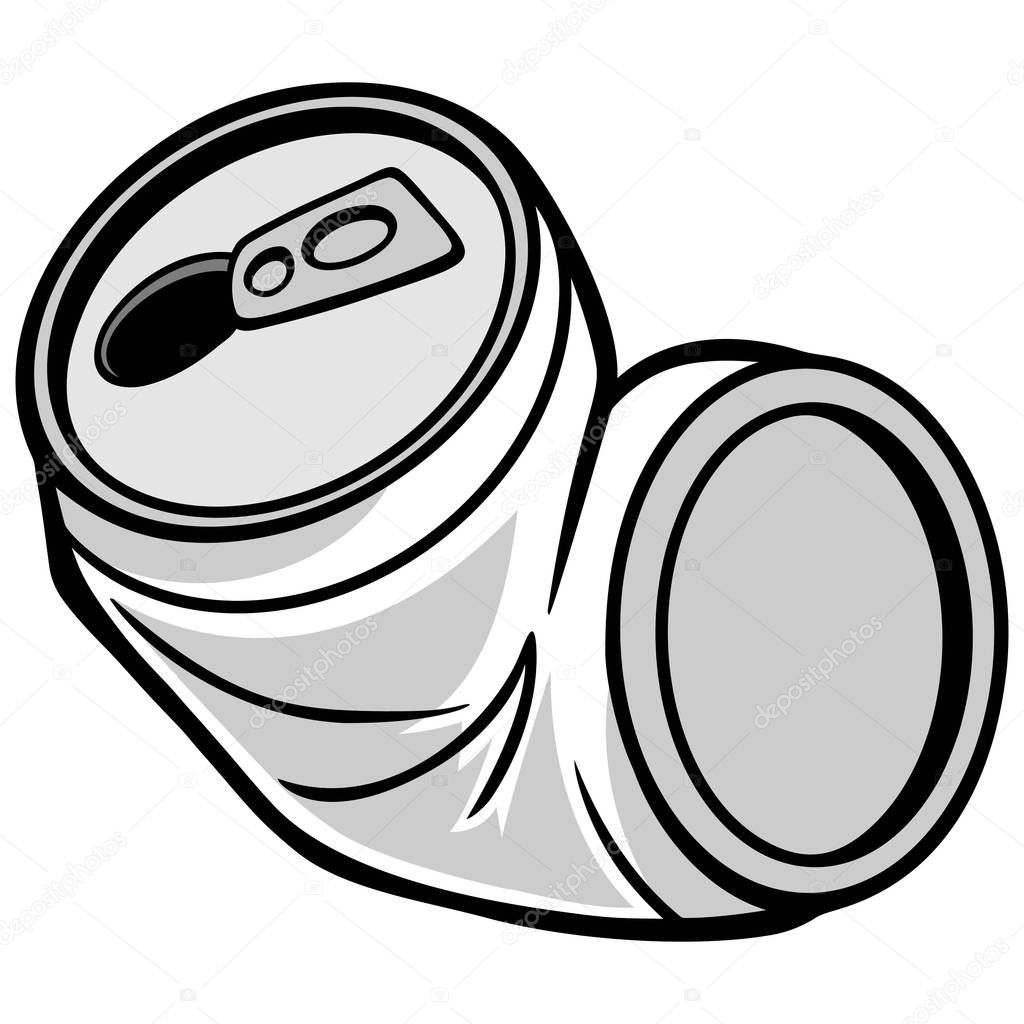 Crushed Can Illustration - A cartoon illustration of a Crushed Can.