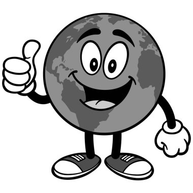 Thumbs Up Illustration ile Earth Maskotu - Bir Dünya Maskotu bir karikatür illüstrasyon.