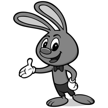 Paskalya Tavşanı İllüstrasyon - Bir Paskalya Tavşanı işaret eden bir karikatür illüstrasyon.