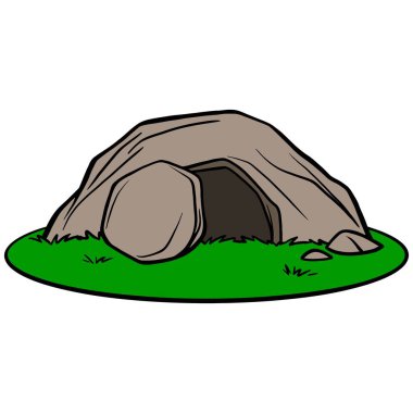 Paskalya Mezarı - Paskalya Mezarı sahnesinin bir karikatür illüstrasyon.