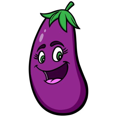 Patlıcan Karikatür - Patlıcan Maskotu bir karikatür illüstrasyon.