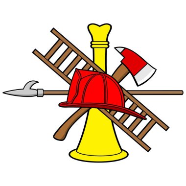 İtfaiyeci Sembolü - Bir İtfaiyeci Sembolü bir karikatür illüstrasyon.