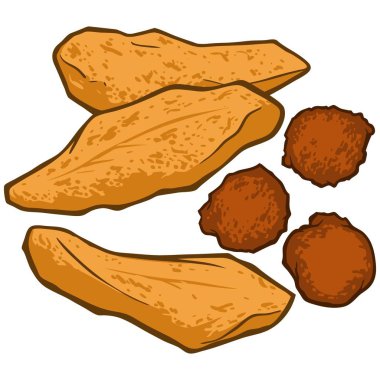 Kızarmış balık ve Hushpuppies-bazı Fried Fish ve Hush Puppies bir karikatür Illustration.