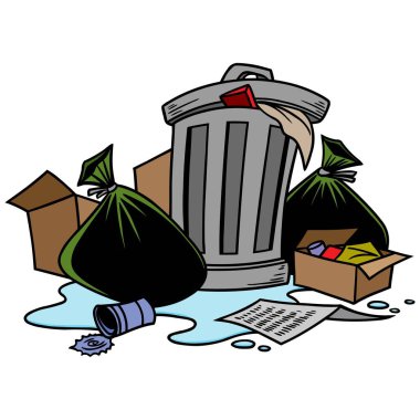 Çöp-bir yığın çöp bir karikatür Illustration.
