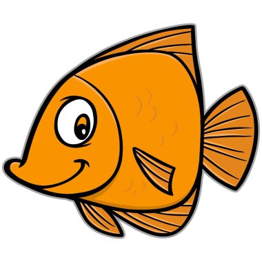 Goldfish - Bir Japon Balığı bir karikatür illüstrasyon.