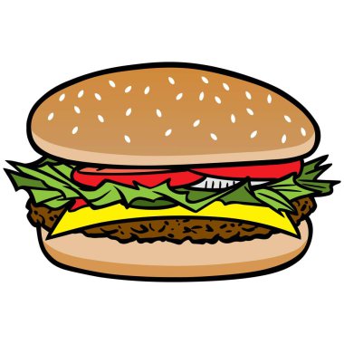 Hamburger - Bir Hamburger bir karikatür illüstrasyon.