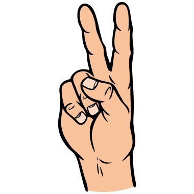 El Barış İşareti - Barış İşareti tutan bir El in bir karikatür illüstrasyon.