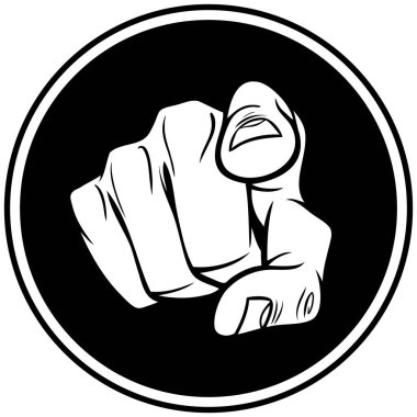 El İşaretleme Nişanı - El İşareti simgesinin karikatür illüstrasyonu.