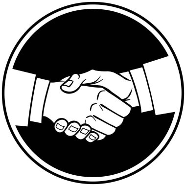 El Sıkışma Insignia - El Sıkışma simgesinin karikatür illüstrasyonu.