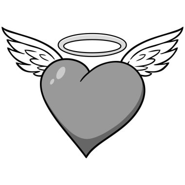 Heart with Wings İllüstrasyon - Kanatlı Bir Kalp karikatür illüstrasyon.