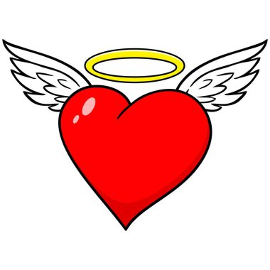 Heart with Wings - Kanatlı Bir Kalp bir karikatür illüstrasyon.